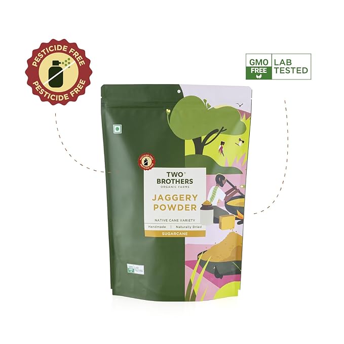 Jaggery Powder with No Sulphur, No Chemicals | Best Alternative of Sugar | Natural Sweetener | For Tea,Coffee 17.6 Oz from Two Brothers Organic Farms