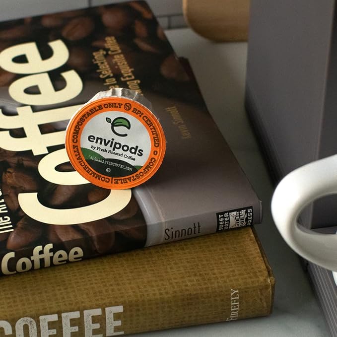 Fresh Roasted Coffee, USDA Organic Peru envipods | 3rd Party Tested for Pesticides, Mold, Mycotoxins, BPI Compostable, Kosher | Med Roast 80 CT Indiv Wrapped Pods for K Cup Brewers