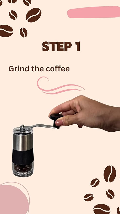 COFFEE BREWING KIT WITH POT, 6 PCS MANUAL, HAND CRANK GRINDER, MEASURING SPOON AND FILTERS, NEW IDEAS PRODUCT, GIFT SET FOR MANUAL COFFEE MAKER