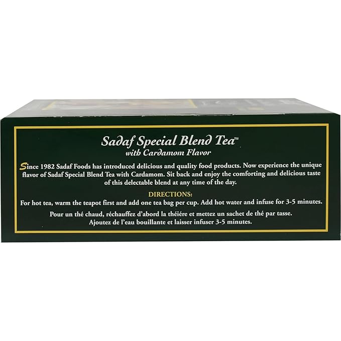 Sadaf Cardamom Tea Bags | Special Blend Cardamom Ceylon Black Tea | Quicktea Product harvested in Sri Lanka | 100 bags (Pack of 2)