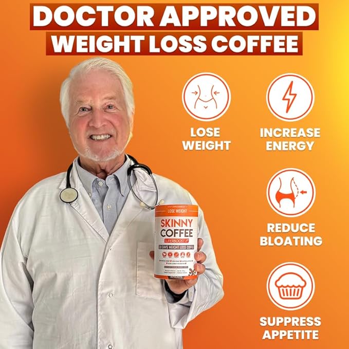Skinny Coffee Super Boost Weight Loss Coffee, Belly Fat Burner for Women & Men, Sugar-Free Keto Vegan, Reduces Bloating, Supports Energy & Metabolism, Appetite & Cravings Control (90 Servings)