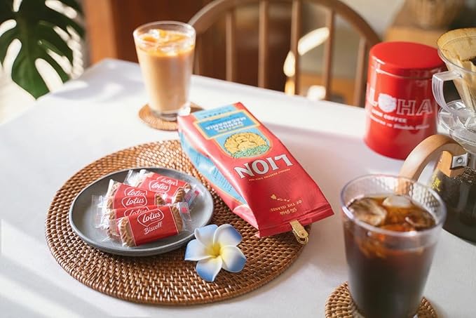 Lion Coffee Vanilla Macadamia Flavored Ground Coffee, Light Roast, Hawaiian Inspired Taste - 24 Ounce Bag