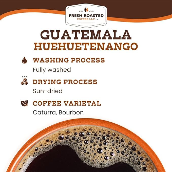 Fresh Roasted Coffee, Guatemala Huehuetenango | 2 lb (32 oz) | Single Origin | Medium Roast | Kosher | Ground