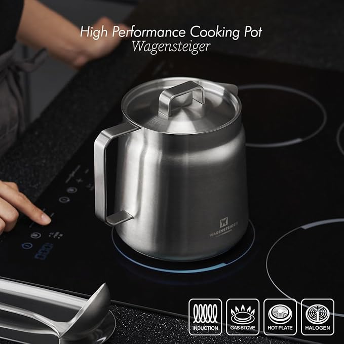 Stainless Steel Classic Tea Kettle 2.1 Quarts / 2 Liters, Multi-purpose Cooking Pot, Mini Milk Pan, Butter Warmer, On-the-go Saucepan, Ramen Pot, Stovetop Metal Tea/Coffee Pot (606)