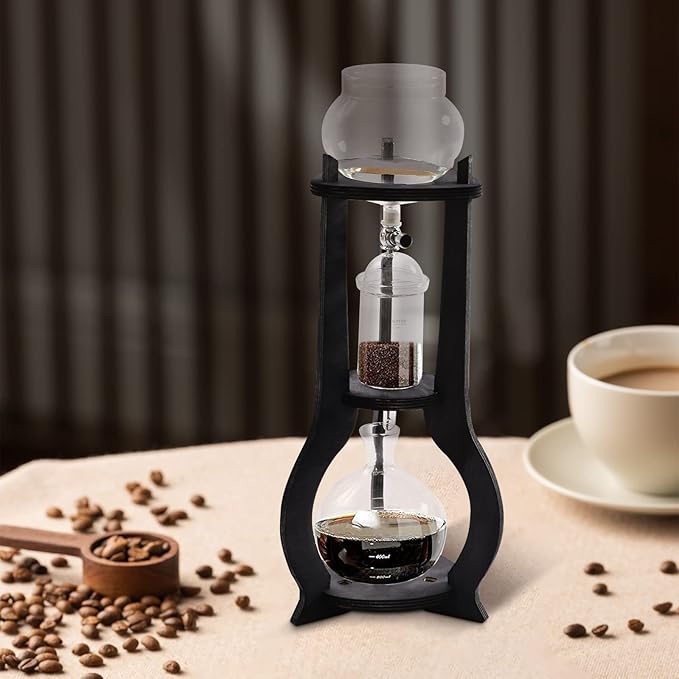 6-8 Cups 600ml Iced Coffee Cold Brew Drip Tower Coffee Maker Glass Cold Brew Coffee Makers Drip Coled Coffee Tower Iced Tea Maker for Home Office (Grey)