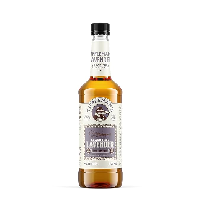 Tippleman's Sugar Free Lavender Coffee Syrup, Zero-Sugar, Great for Drinks, Lattes & Espressos – 750ml Bottle Fits Pump