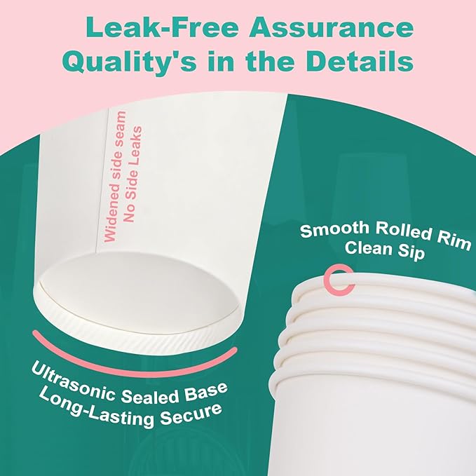 8 oz 500 Pack Disposable Coffee Cups, Bulk White Disposable Paper Cups, Coffee Cups for Hot Tea, Chocolate and Cold Drinks