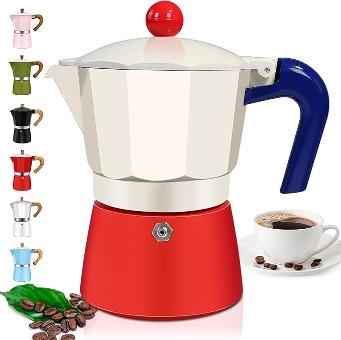 6 Cup Aluminum Espresso Stovetop Moka Pot Express Coffee Maker Percolator Italian Classic Mocha Coffee Machine for Italian and Cuban Cafe Brewing for Home Camping 300ml