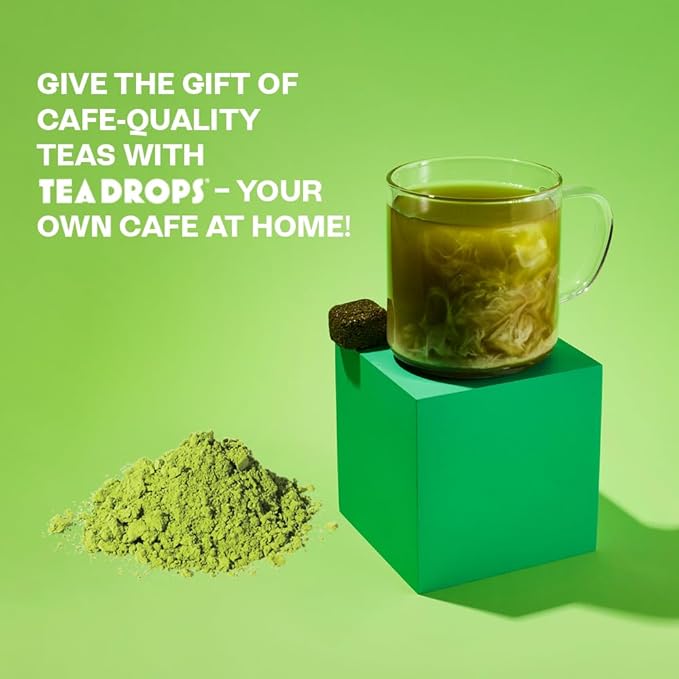 Tea Drops 30 Bulk Pack Organic Matcha Bagless Tea - Loose Leaf, Lightly Sweetened, On-The-Go. Plastic-Free - Iced or Hot