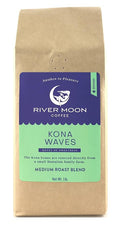 River Moon Coffee, Kona Coffee Ground, Medium Roast, 16 Ounces, Kona Waves Hawaiian Blend, Sustainably Farmed, 100% Arabica