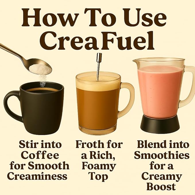 CreaFuel Creatine Coffee Creamer with MCT Collagen and Coconut Milk Powder for Strength Energy Focus and Joint Support Sugar Free Dairy Free Keto Friendly 30 Servings