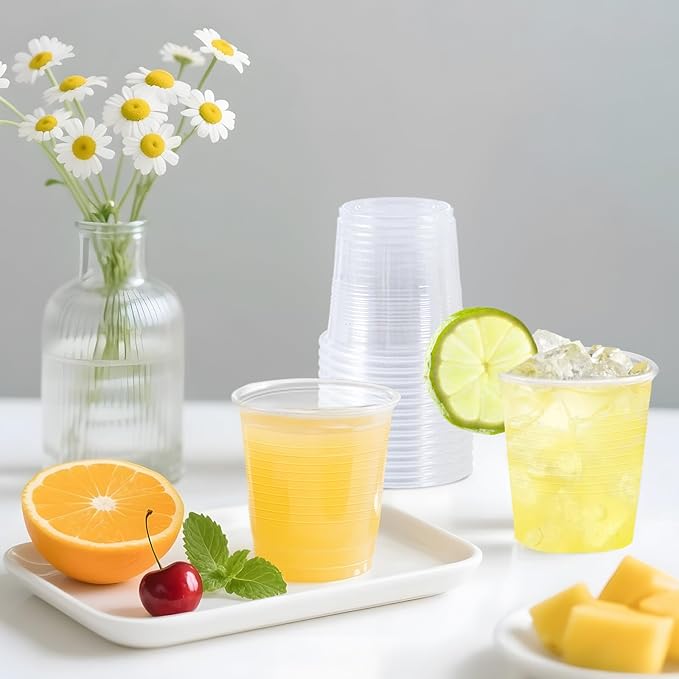 SIUQ 600 Pack 3 oz Clear Plastic Cups, Disposable Bathroom Mouthwash Cups, Small Plastic Drinking Cup for Ice Tea, Tasting, Party, Picnic, BBQ, Travel and Event