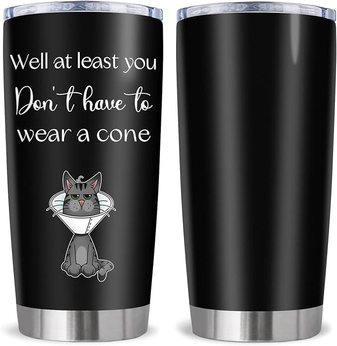 Get Well Gifts for Women Men, Sympathy Gift, Get well Soon Gift Tumbler 20Oz, After Surgery Recovery Feel Better Cheer up Gifts for Women Men, at Least You Dont Have To Wear A Cone