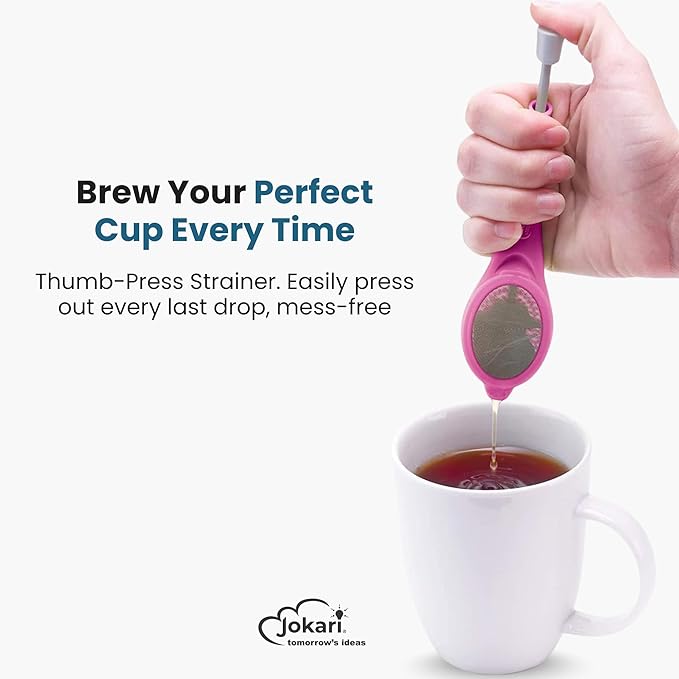 Jokari Loose Leaf Tea Infuser 2 Pack – Stainless Steel Mesh Reusable Tea Steeper with Easy Grip Handle – BPA-Free, Dishwasher Safe, for Custom Brewing – Pink
