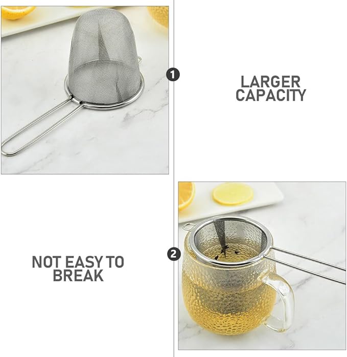 Stainless Steel Tea Strainer Set of 2 Reusable Fine Mesh Tea Filters for Loose Leaf Brewing and Herbal Infusions Kitchen Accessories