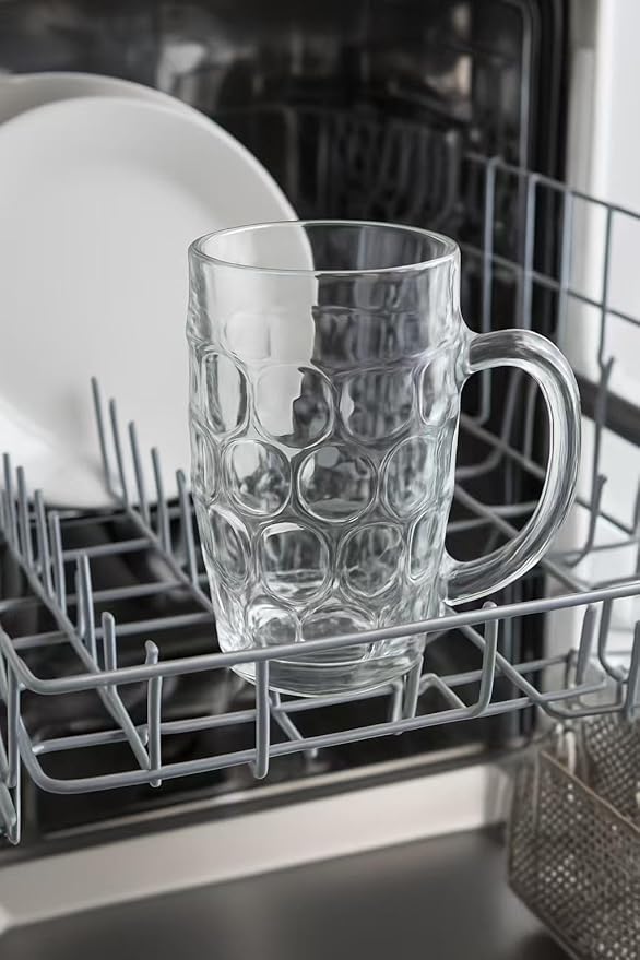 Beer Glass Set of 6, 21 oz Large Clear Glass Cups for Beer, Cocktails, Soda and Juice, Classic Drinking Glassware for Home, Bar and Parties