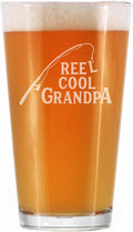 Reel Cool Grandpa - 16 oz Pint Glass for Beer - Funny Fishing Gifts for Fisherman Grandfather - Fun Fish Cups