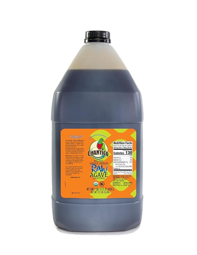 Chantico Agave Sweetener (Raw Agave, 12.3 LB) Organic Natural Sugar Substitute with a Premium Food Taste - Stevia Alternative That Can Be Used For Baking