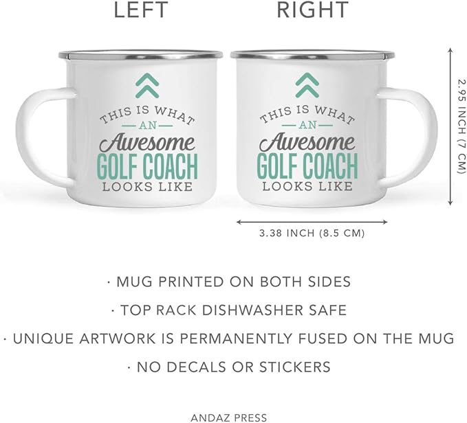 Andaz Press 11oz. Stainless Steel Campfire Coffee Mug Gift, This is What an Awesome Golf Coach Looks Like, 1-Pack, Birthday Gift Ideas Coworker Him Her, Includes Gift Box