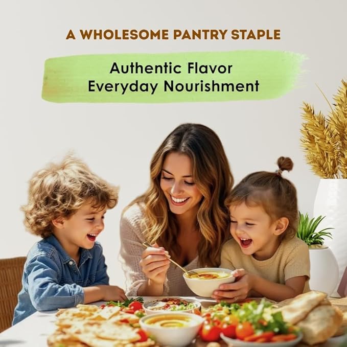 Organic Tahini Paste 16 oz (1lb) - Unhulled White Sesame Tahini Dressing - USDA Certified, Gluten Free, Kosher - Creamy Organic Tahini Sauce for Dressigns, Dips, Spreads & Hummus - The Holly Tree