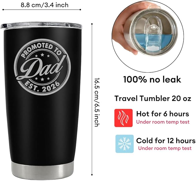 Christmas Gifts For New Dad 2026 Tumbler 20 Oz, Promoted to Dad Est 2026 Mug, Daddy Established 2026 Coffee Cup, 1st Time Fathers Day And Christmas Gifts, Daddy To Be Gift Ideas, Papa Travel Cup