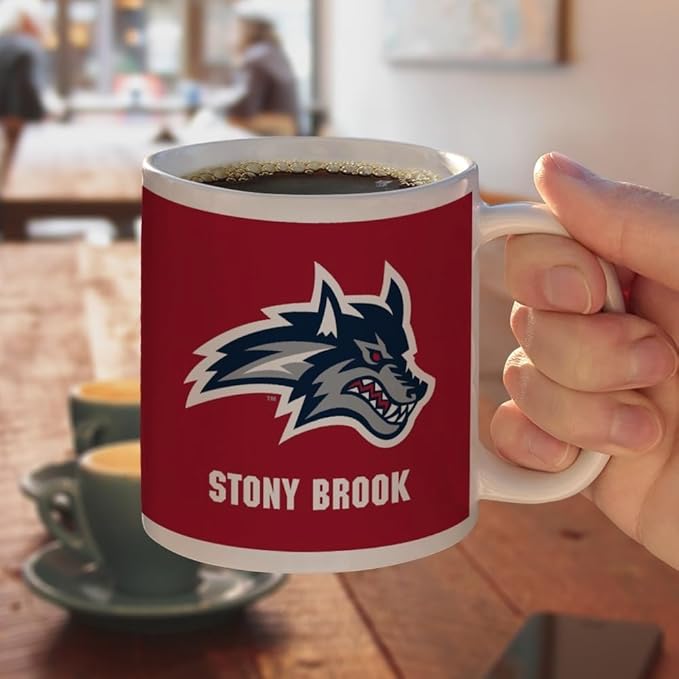 Stony Brook University Seawolves Logo Ceramic Coffee Mug, Novelty Gift Mugs for Coffee, Tea and Hot Drinks, 11oz, White