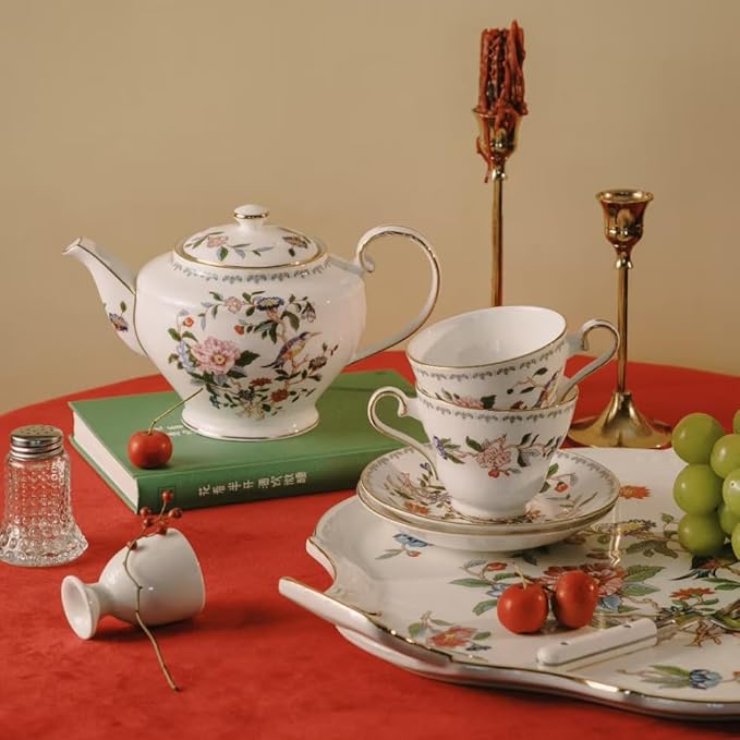 Aynsley Pembroke Stratford Fine Bone China Teacup & Saucer - 5oz (150ml), Elegant Stratford Shape, Christmas Gift for Tea Lovers, British Craftsmanship