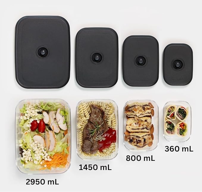 24/7 BAGS 4 Set Airtight Pantry Storage Containers, Easy Use One Push Valve, Leak Proof, BPA-Free, Freezer Storage Safe, (Herbs, Tea, Spices, Coffee, Sugar, and More) 4 Sizes