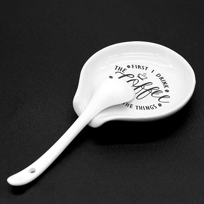 Funny Coffee Spoon Rest-But First Coffee Ceramic Spoon Holder-Cafe Station Bar Accessories