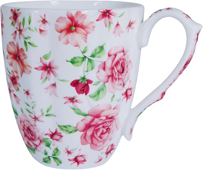 14oz Bone China Coffee Mugs for Women Floral Coffee Mug Tea Cups Novetly Coffee Cups Gift for Women Mom Friends