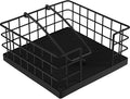 Homode Napkin Holders for Paper Napkins, Farmhouse Napkin Holder for Table, Flat Napkin Basket with Weighted Arm, Square Napkin Dispenser for Kitchen, Black