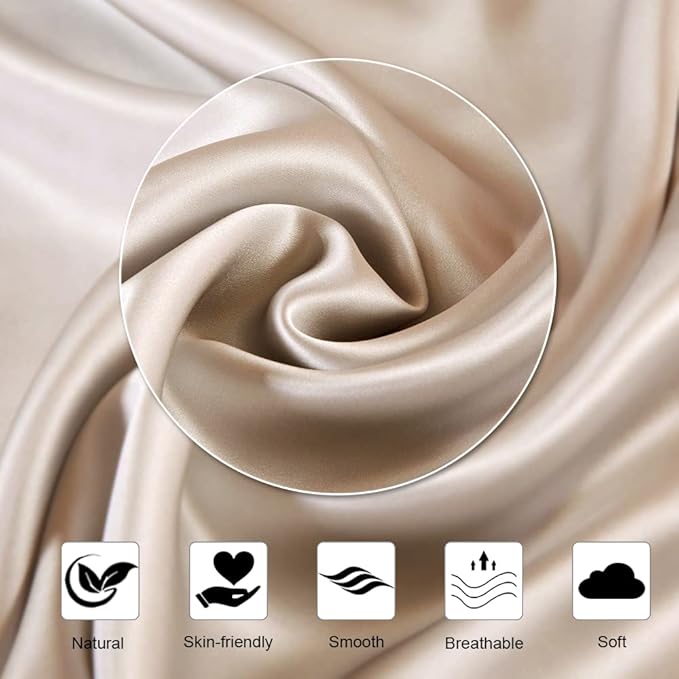 Ravmix Silk Pillow Cases with Zipper, 21 Momme Mulberry Silk Pillowcase for Hair Skin Health, Soft Smooth Breathable Cool Pillow Cover for Beauty Sleep with Gift Box(Standard 20"x26", Beige) 1PC