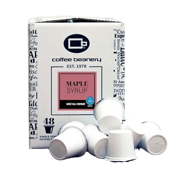 Maple Syrup Decaf Coffee Pods by Coffee Beanery | 192ct Bulk Flavored Decaf Coffee Pods Medium Roast Coffee