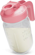 County Line Kitchen Glass Breast Milk Pitcher with Lid - Wide Mouth, 1 Quart (32 oz) - Heavy Duty, Leak Proof - Sun & Iced Tea Pitcher, Cold Brew Coffee, Breast Milk Storage, Water - Pink