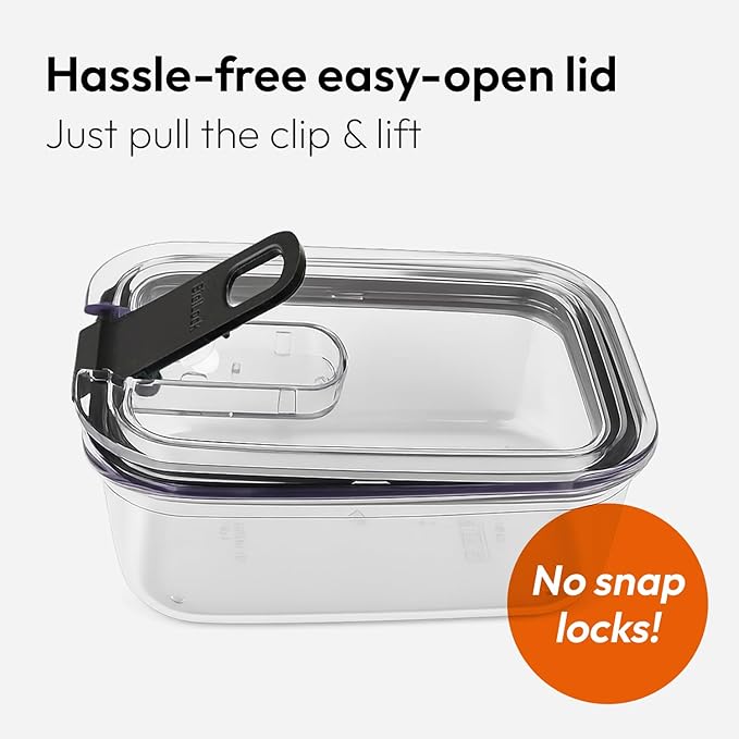 carrotez Clear Food Storage Containers with Easy-Open Lids, 2.7 Cup Ecozen Plastic Small Meal Prep Containers, Airtight, BPA-Free, Stackable, Reusable, Set of 4
