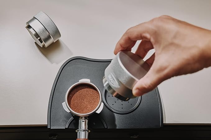 IKAPE Coffee Products, 53MM Coffee Distributor, Gravity Adaptive Espresso Distributor Fits All 54MM Espresso Portafilter, Compatible with 54MM Breville Bottomless Portafilter (Silver)