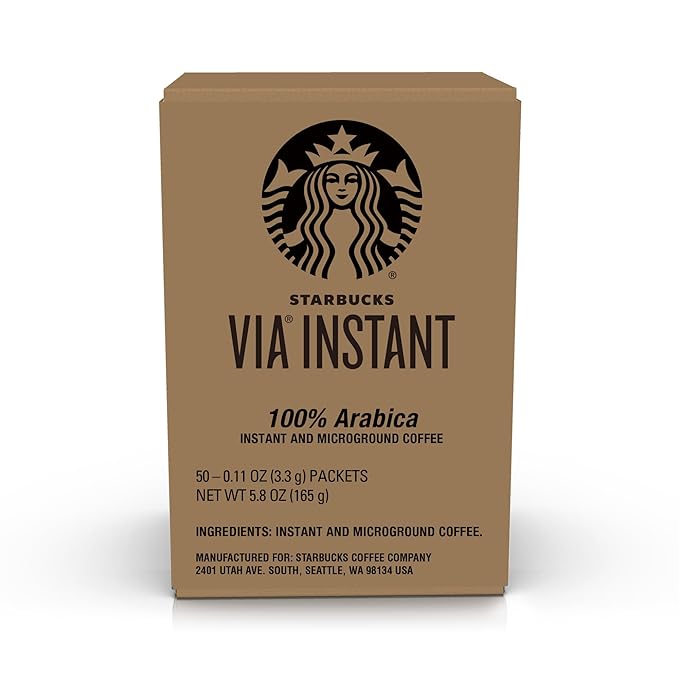 Starbucks VIA Instant Coffee, Light Roast Coffee, Veranda Blend, 100% Arabica, Single-Serve, 1 Box (50 Packets)