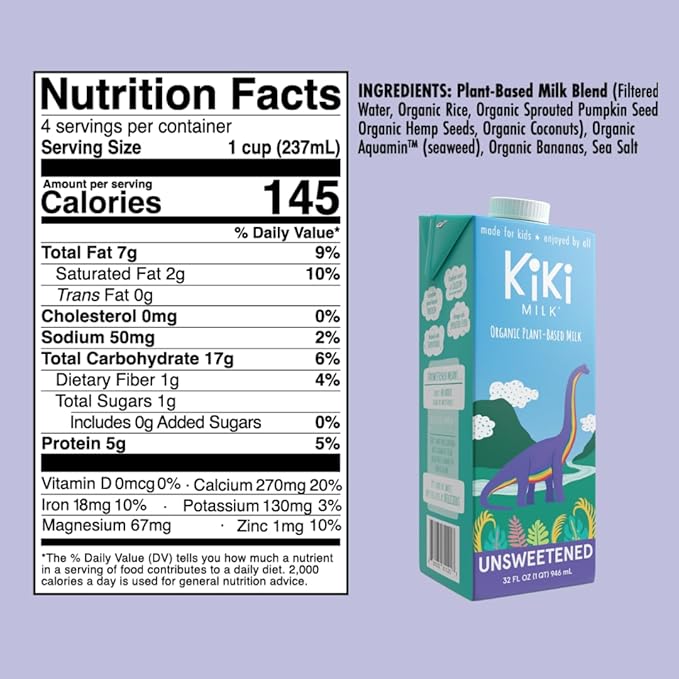 Kiki Milk Plant Based Milk - The Sample Kit (32 Fl Oz of Each) - Chocolate Milk + Unsweetened + Organic Original - Calcium & Magnesium Source - Gluten, Gum, GMO, Dairy, Soy & Glyphosate Free - Shelf Stable