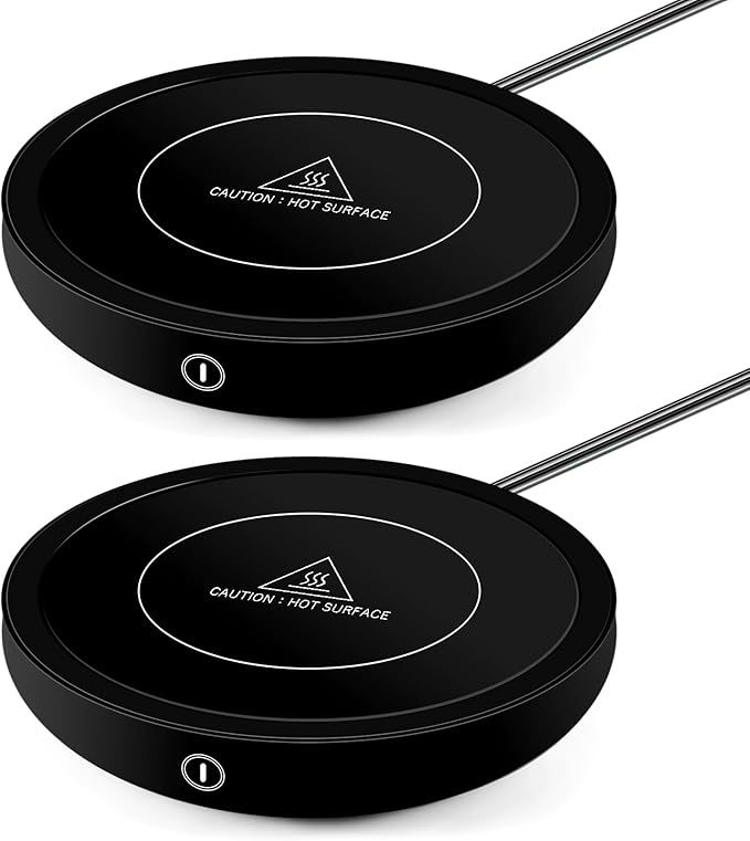 2 Pack Coffee Mug Warmer, Cup Warmer for Hot Drinks, 36w Heating Plate with 4h Auto Shut Off, 3-Temp Settings for Chocolate Milk Tea Beverage Jar Candle Warmer Home Office Desk(Black)