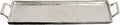 India Handicraft Modern Classic Decorative Serveware 17 x 5.5 Inch Aluminum Textured Rectangular Tray with Handles, Silver Tone