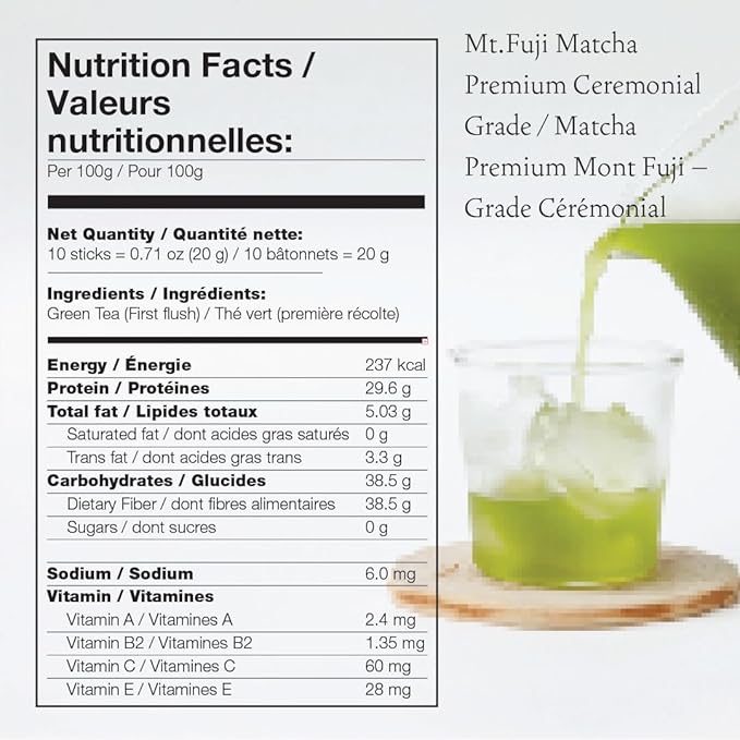 Asayu Japan Matcha Powder - Ceremonial Grade Green Tea, Shizuoka Source, Made in Japan (Sticks - 10x2g)