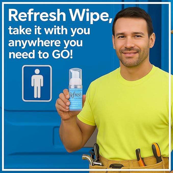 Refresh Liquid Wipe: Toilet Paper Foam | Eco-Friendly Flushable Wet Wipe Alternative | Cleanses and Soothes with Witch Hazel and Aloe | Plumbing & Septic Safe | 50ml | 1.69 oz | 2 Pack