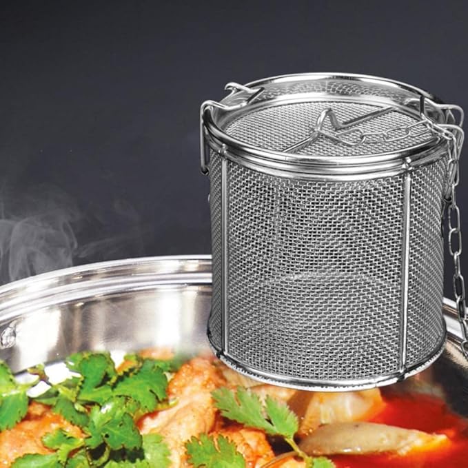 AUNMAS Stainless Steel Tea Ball Strainer and Filter, 4.7 Inch Infusion Basket for Loose Leaf Tea, Soup Seasonings, Broth with Hook,12 x 13cm