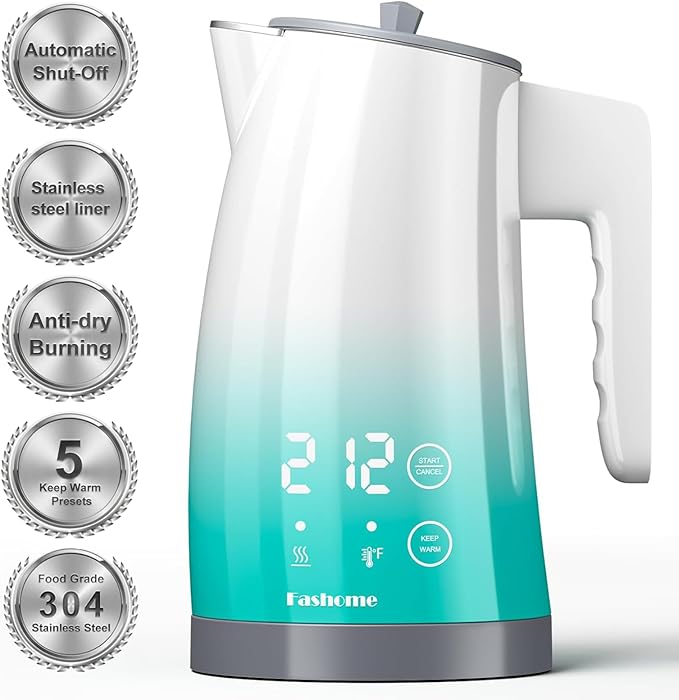 electric kettle with 5 presets temperature control (Blue Gradient)