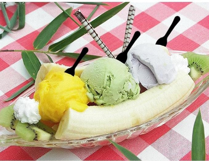 Extra Sturdy, Gmark 100pc 3-Inch Taster Plastic Mini Spoons Black Clear Best for Chocolate Coffee flavor Ice Cream Dessert Black 1 Box Set GM1002H