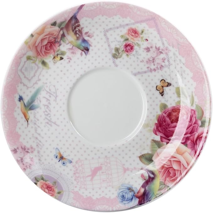 ONEUSTAR Tea for One Set Ceramic Floral Teapot and Cup Saucer Set for Women Mother's Day Birthday Gift in Reusable Handmade Gift Box, Pink