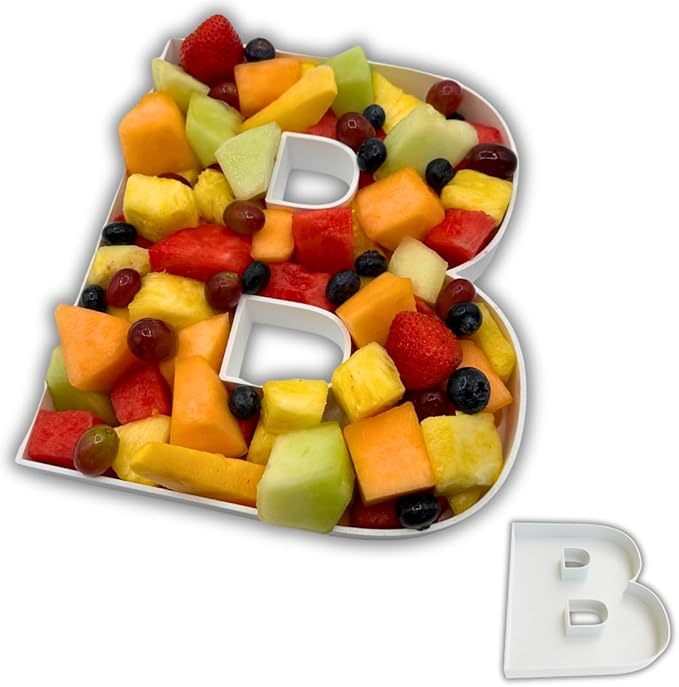 Hard Plastic Reusable Fillable Letters Numbers Serving Trays for Party Decoration (B, White)