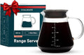 Glass Range Coffee Server For Pour Over Coffee & Tea - 600ml/20oz Ovalware Microwave Safe & Heatproof 2.5mm Thick Glass Body