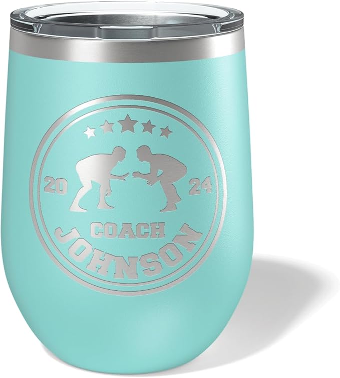 Wrestling Coach gifts, Tumbler, Coach tumbler, Wrestling gifts, Coach Beer glass, Coach gift, Wrestling Coach, Coach gifts, Wrestling Coach (Wrestling Circle, Mint, 12oz Wine Tumbler)