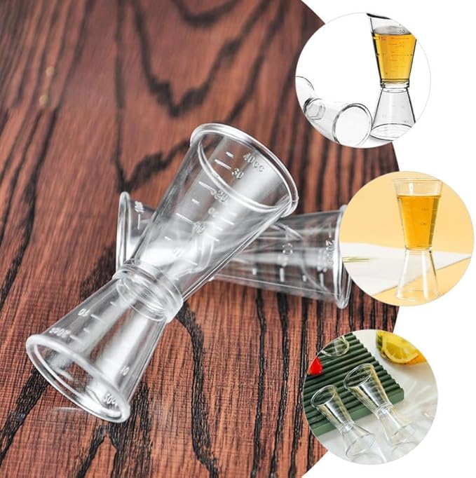 6Pcs Plastic Jigger for Bartending, Double-ended Measuring Cocktail Jigger with Measurements for Bar Use Accurate Liquid and Solid Ingredient Measurement with Easy Pour Spout